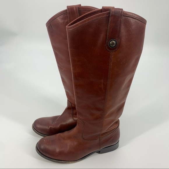 Frye Melissa Button Brown Leather Riding Boots Size 6 - Picture 5 of 8